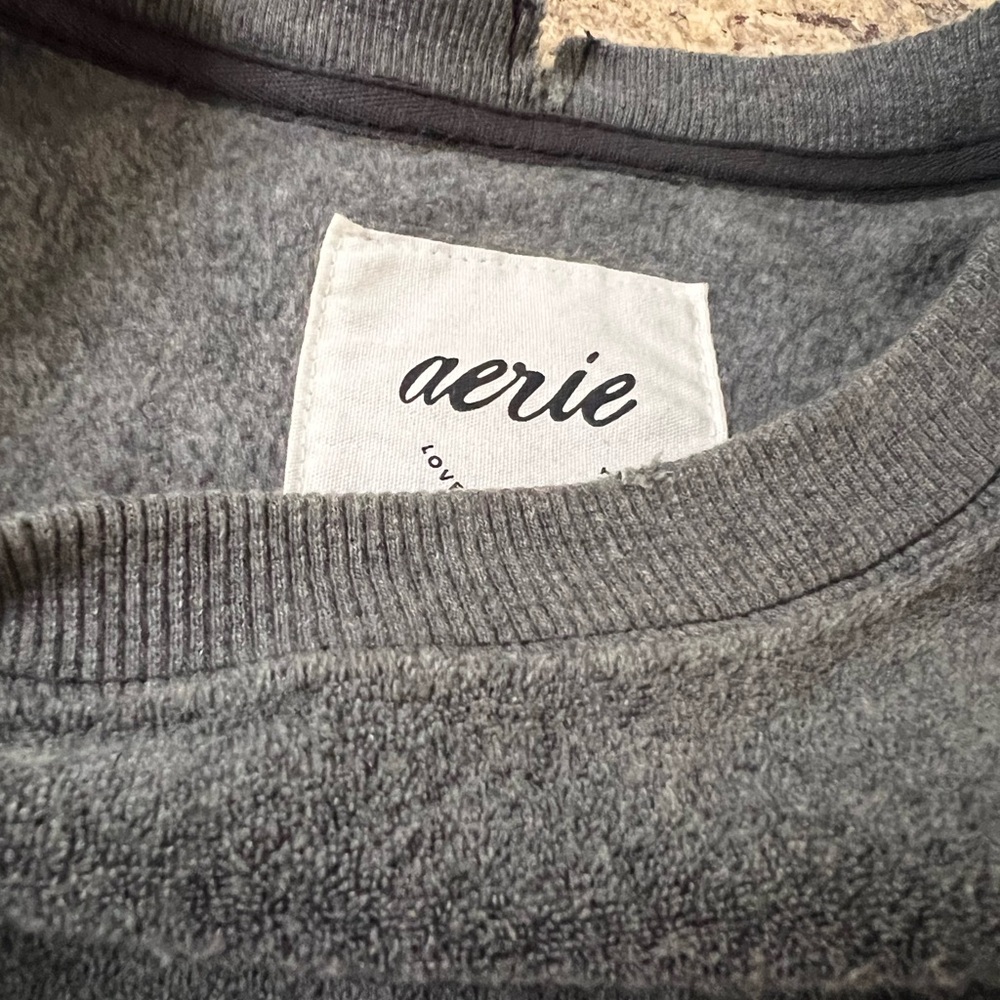 American Eagles Aerie Charcoal Crewneck terry sweatshirt Sweater - Picture 6 of 12